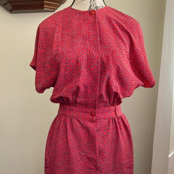 Daniel Hechter Red Flower Print Button Down Dress - Picture 1 of 6
